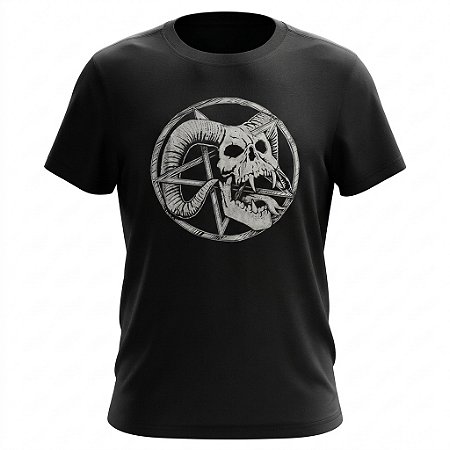 Camiseta Pentagrama Ocultismo - Horned Skull