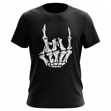Camiseta Skull - Heavy Metal Horns Hand