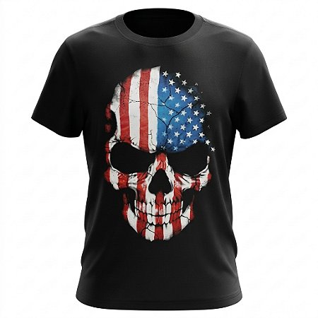 Camiseta Skull - Bandeira Americana