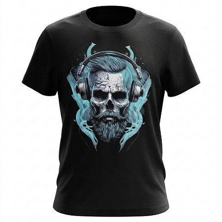 Camiseta Skull - Hipster Fone De Ouvido