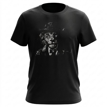 Camiseta Leão Com Chapéu