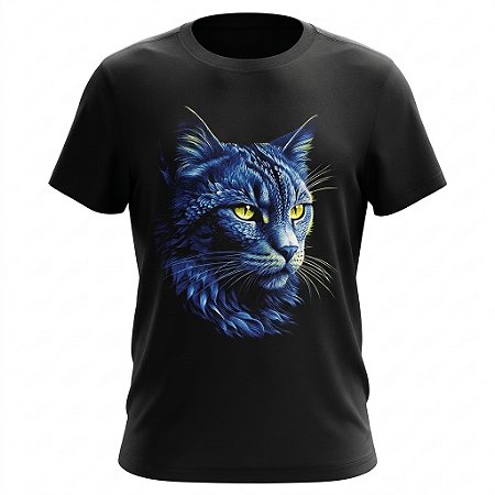 Camiseta Gato - Azul
