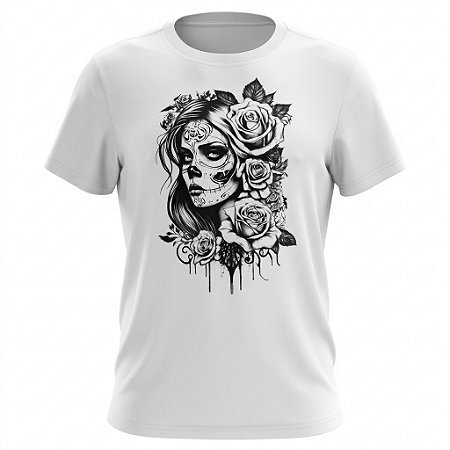 Camiseta Catrina - Catrina Com Rosas