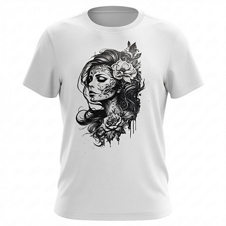 Camiseta Catrina - Catrina Com Flores