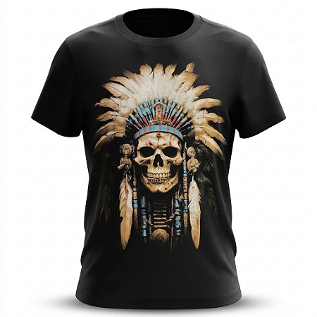 Camiseta Skull - Caveira - Indio Apache