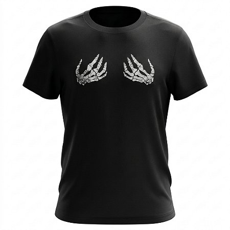 Camiseta Caveira - Mão Esqueleto