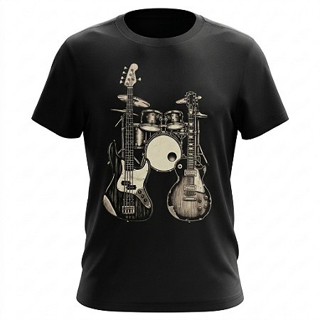 Camiseta Instrumentos - Bateria & Guitarras