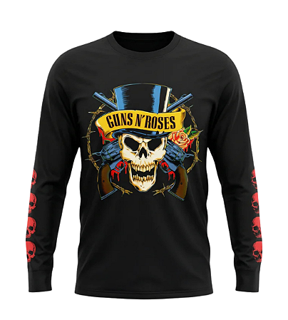 Guns N' Roses Skull & Guns - Manga Longa