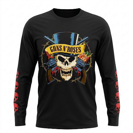 Camiseta Guns N' Roses Skull & Guns - Manga Longa