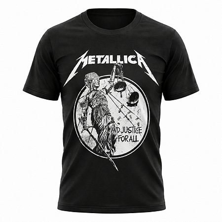 Camiseta Metallica And Justice for All Estampa Branca - Piticas