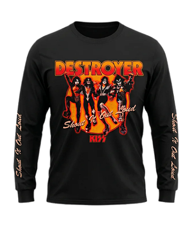Camiseta Manga Longa KISS Destroyer Preta