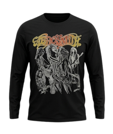 Camiseta Manga Longa Aerosmith Toys in the Attic Tour Preta