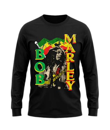 Camiseta Manga Longa Bob Marley Rasta