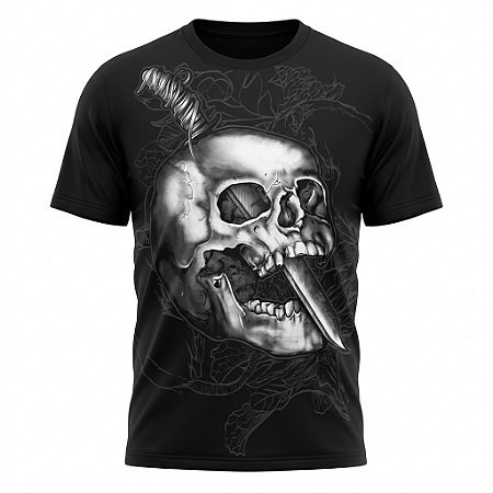 Camiseta Caveira - Knife & Skull