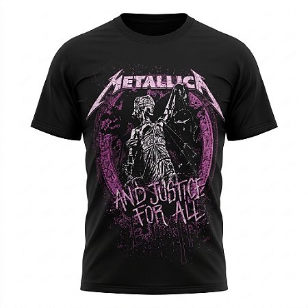 Camiseta Metallica And Justice for All Estampa Rosa - Piticas