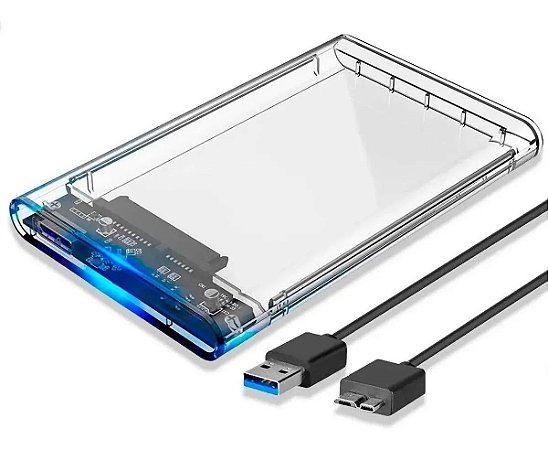 Case Externo Para Hd Notebook Transparente Sata 2.5 Usb 3.0 Serve para SSD
