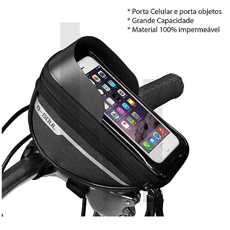 Bolsa Porta Celular Para Guidão de Bicicleta B-Soul com Visor até 6,4 polegadas