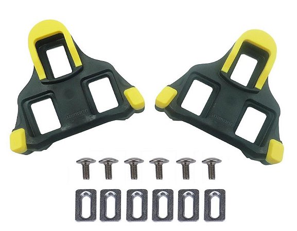 Par de Taquinhos Shimano Sh11 Amarelo para Pedal Clip Para Sapatilhas Speed