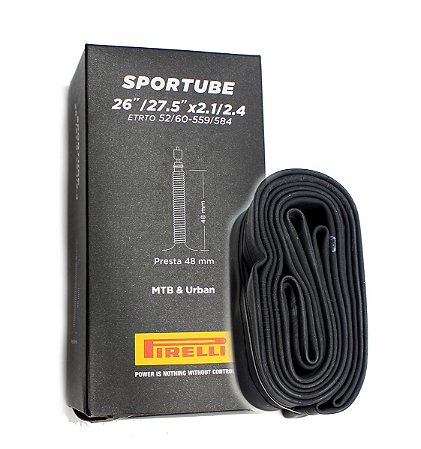 Câmara De Ar Pirelli 26"27.5"x2.1/2.4 Válvula Presta Bico Fino 48mm