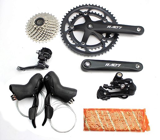 Kit Transmissão Speed Rad7 Racing 2x10 Pedivela + Cassete + STI + Corrente + Câmbios