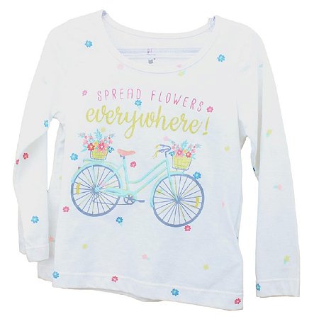 Camisa Manga Longa Infantil Feminina Com Bicicletas 92 centímetros