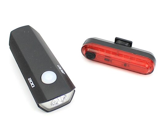 Kit Vortex Farol Bike Frontal 200 Lumens + Lanterna Pisca Traseiro Led Usb