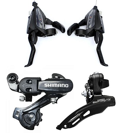 Kit Shimano 3 peças 7v com Passador e Cambios Traseiro e Dianteiro