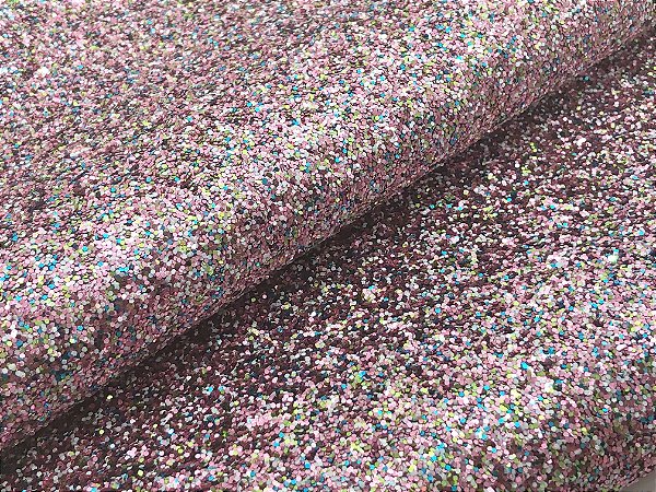 Lonita de Glitter Grosso Flocada - Colorida - Folha - 24x35cm