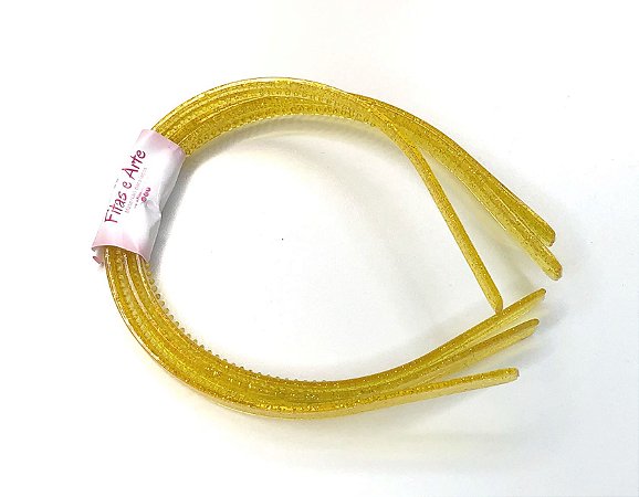 Tiara de Dentinho Colorida Glitter - Amarela - 3 unidades