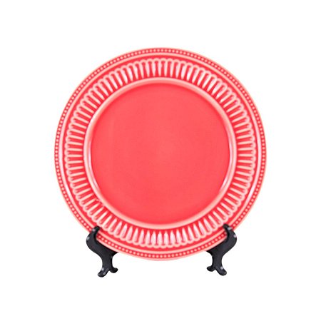 KIT 2 PRATOS RASOS LINHA POPPY EM PORCELANA CORAL 27,5 CM MESA POSTA
