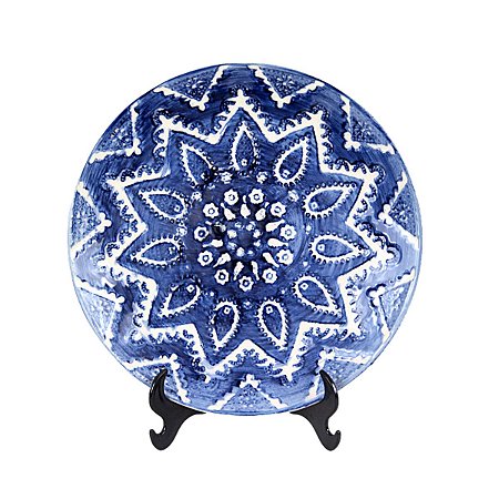 KIT 2 PRATOS DE SOBREMESA LINHA BOMBAIN EM PORCELANA AZUL 20,5 CM MESA POSTA