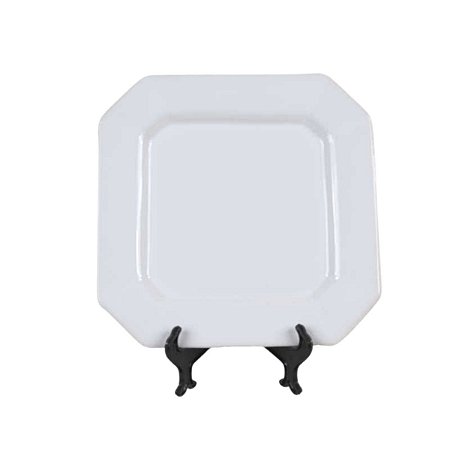 KIT 2 PRATOS RASOS QUADRADOS EM CERAMICA BRANCA 26,5 X 26,5 X 2,5 CM MESA POSTA