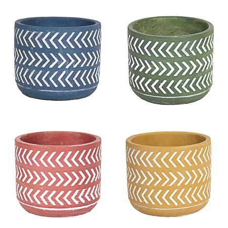 CACHEPOT SETAS EM CIMENTO RUSTICO 10,5 X 12,5 CM DECORAÇÃO E UTILIDADE 4 OPÇÕES DE CORES