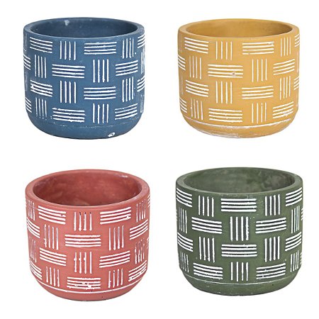 CACHEPOT LINHAS EM CIMENTO RUSTICO 9 X 11 CM DECORAÇÃO E UTILIDADE 4 OPÇÕES DE CORES