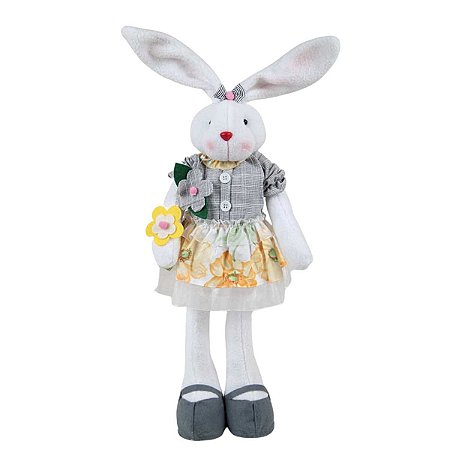 COELHO DA PÁSCOA FEMININO EM PELÚCIA 57 X 20 X 10 CM DECORAÇÃO DE AMBIENTES