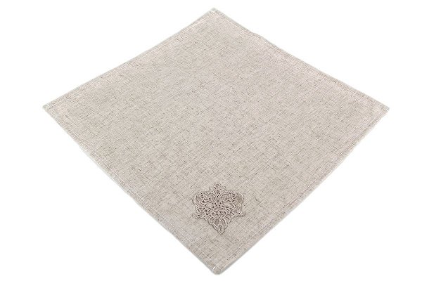 KIT 2 GUARDANAPOS QUADRADOS BEGE EM LINHO E POLIÉSTER 45 X 45 CM MESA POSTA