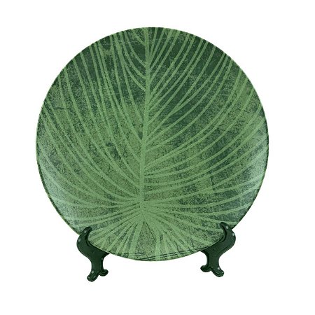 KIT 2 PRATOS RASOS COUP HERBARIUM EM CERÂMICA VERDE 28 CM MESA POSTA