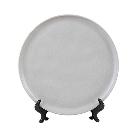 KIT 2 PRATOS RASOS BIO VIT EM CERÂMICA CINZA 27,5 CM MESA POSTA