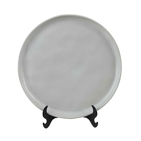 JOGO 2 PRATOS DE SOBREMESA LINHA BIO VIT EM CERAMICA CINZA 21,5 CM MESA POSTA