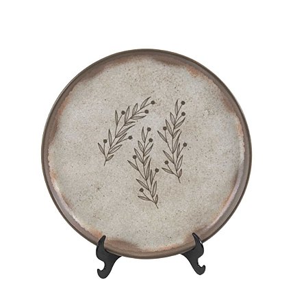 JOGO 2 PRATOS DE SOBREMESA LINHA BIO NATIVA EM CERAMICA MARROM CLARO 21,5 CM MESA POSTA