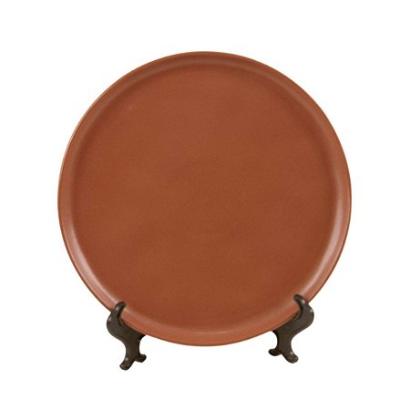 JOGO 2 PRATOS DE SOBREMESA LINHA BIO TERRAKOTTA EM CERAMICA TELHA 21,5 CM MESA POSTA
