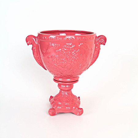 CACHEPOT DE CERAMICA EGITO CORAL  27,5 X 27 X 19 CM DECORAÇÃO E ARRANJOS