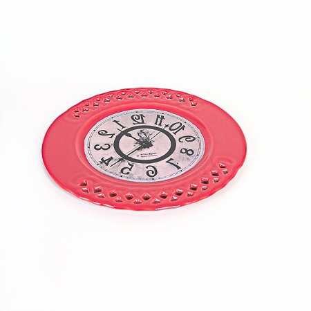 PRATO PARA BOLO EM CERAMICA RELÓGIO 33 X 33 CM DECORAÇÃO