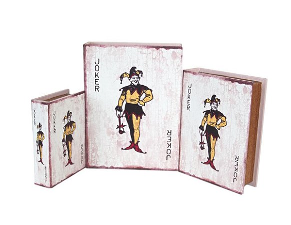 LIVROS CAIXA CONJUNTO COM 3 PEÇAS ESTAMPA CARTA DE BARALHO CORINGA