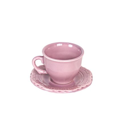 JOGO DE XICARAS DE CAFE ROSA COM 6 UNIDADES 100 ML MESA POSTA