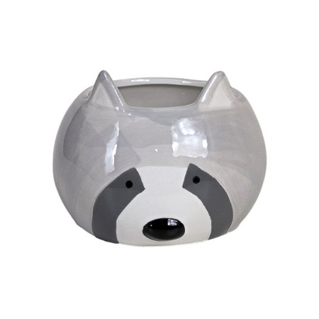 CACHEPOT GUAXINIM CINZA EM CERAMICA 10 X 10 CM DECORAÇÃO E UTILIDADE