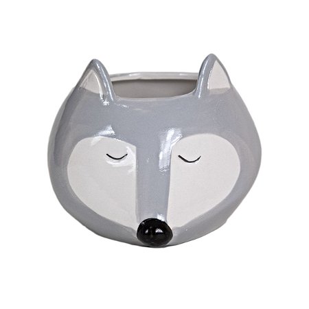 CACHEPOT RAPOSA CINZA EM CERAMICA 11 X 10 X 9,0 CM DECORAÇÃO E UTILIDADE