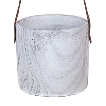 CACHEPOT BRANCO SUSPENSO COM ALÇAS EM CIMENTO 11,5 X 12,3 CM DECORAÇÃO E ARRANJOS