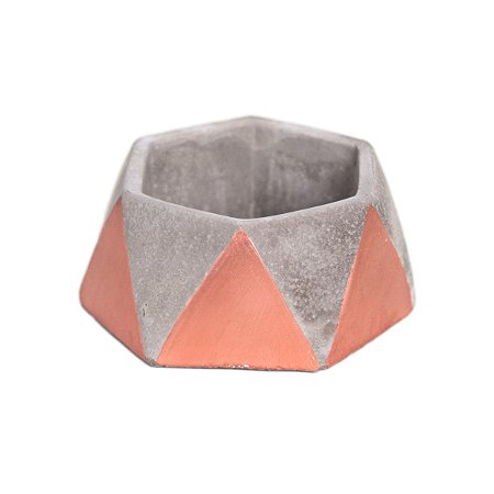CACHEPOT HEXAGONAL BRONZE E CINZA EM CIMENTO 6 X 9,5 X 10 CM DECORAÇÃO E UTILIDADE