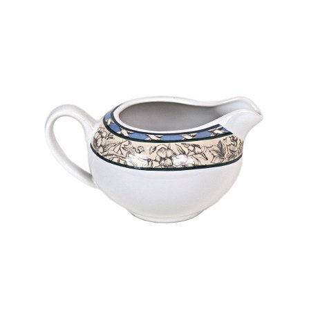 CREMEIRA EM CERAMICA BRANCA ESTAMPADA COM PASSAROS FLORES E FOLHAS 400 ML MESA POSTA CAFÉ DA MANHÃ